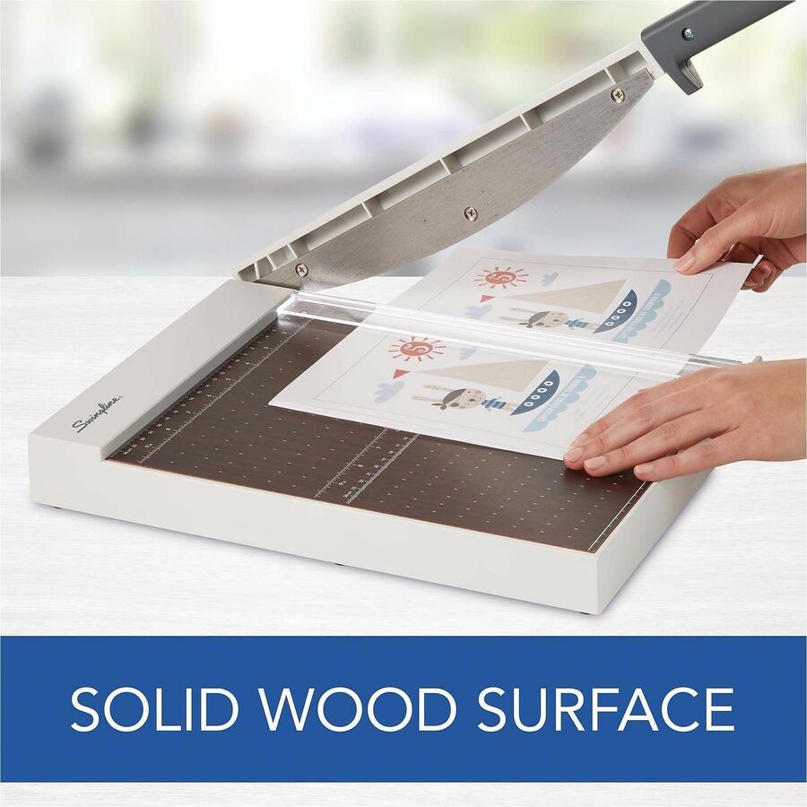 Swingline ClassicCut Guillotine Wood Trimmer - 10 Sheet Cutting Capacity - 12" Cutting Length - Safety Latch - Solid Wood - Gray - 1 Each
