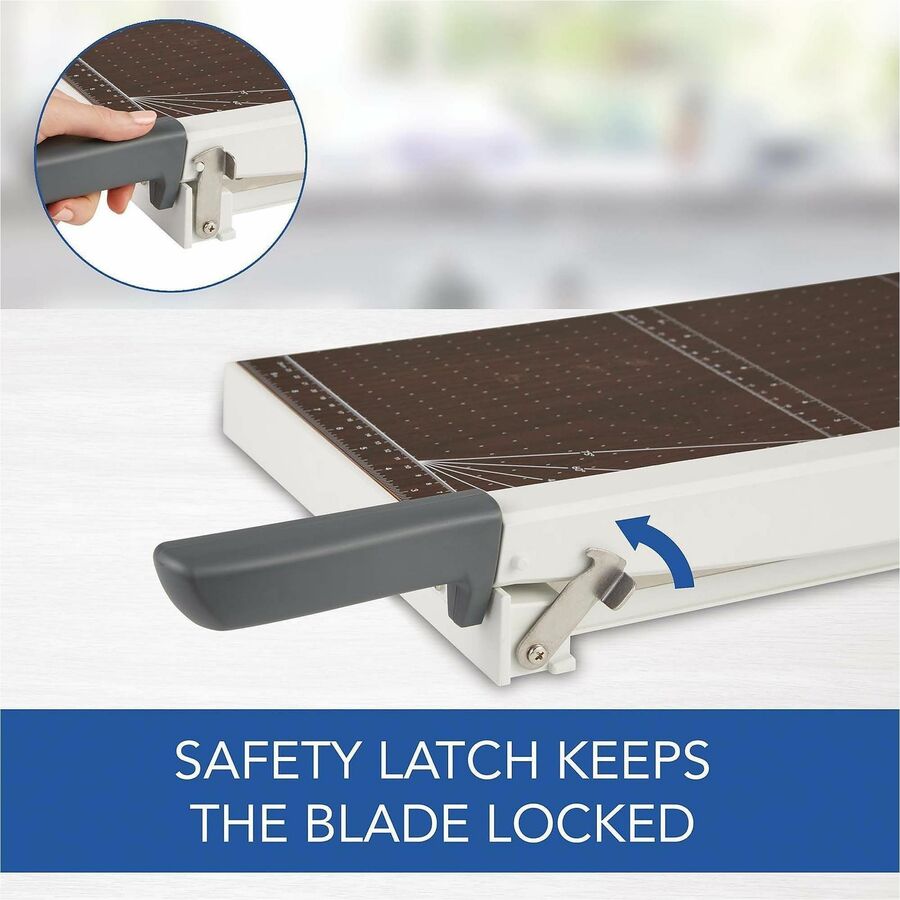Swingline ClassicCut Guillotine Wood Trimmer - 10 Sheet Cutting Capacity - 12" Cutting Length - Safety Latch - Solid Wood - Gray - 1 Each