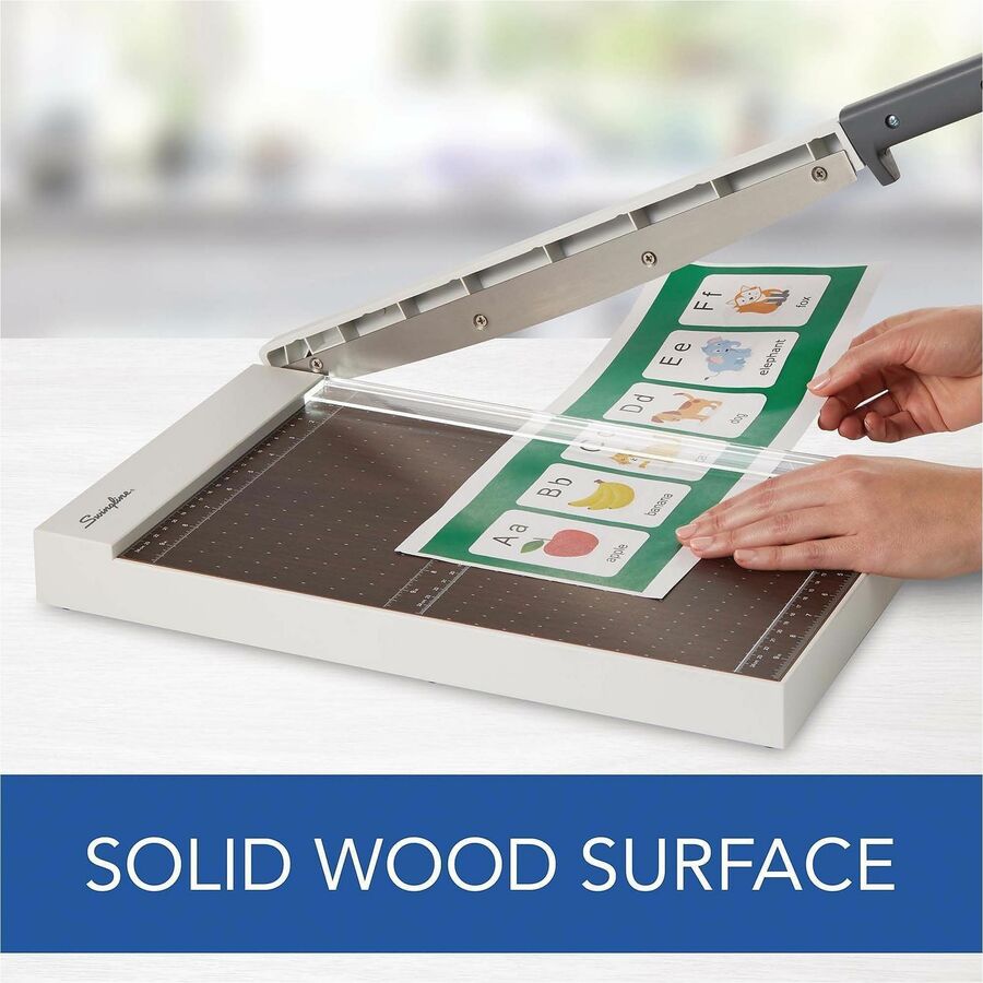 Swingline ClassicCut Guillotine Wood Trimmer - 10 Sheet Cutting Capacity - 15" Cutting Length - Safety Latch - Solid Wood - Gray - 1 Each