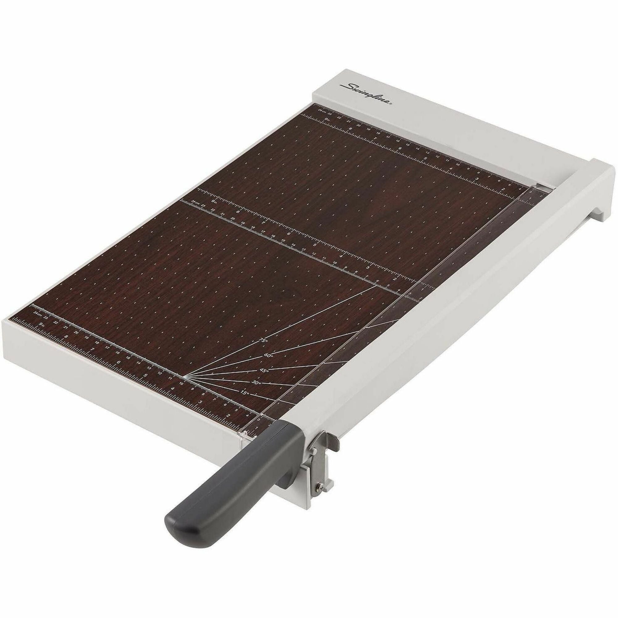 Swingline ClassicCut Guillotine Wood Trimmer - 10 Sheet Cutting Capacity - 15" Cutting Length - Safety Latch - Solid Wood - Gray - 1 Each