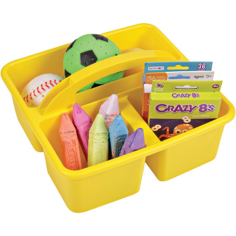 deflecto-antimicrobial-kids-storage-caddy-3-compartments-53-height-x-94-width-x-93-depth-antimicrobial-lightweight-portable-mold-resistant-mildew-resistant-durable-washable-stackable-yellow-polypropylene-1-each_def39505yel - 2