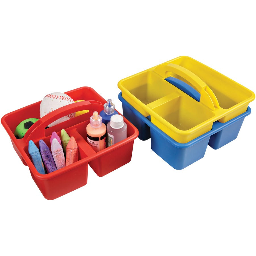 deflecto-antimicrobial-kids-storage-caddy-3-compartments-53-height-x-94-width-x-93-depth-antimicrobial-lightweight-portable-mold-resistant-mildew-resistant-durable-washable-stackable-yellow-polypropylene-1-each_def39505yel - 3