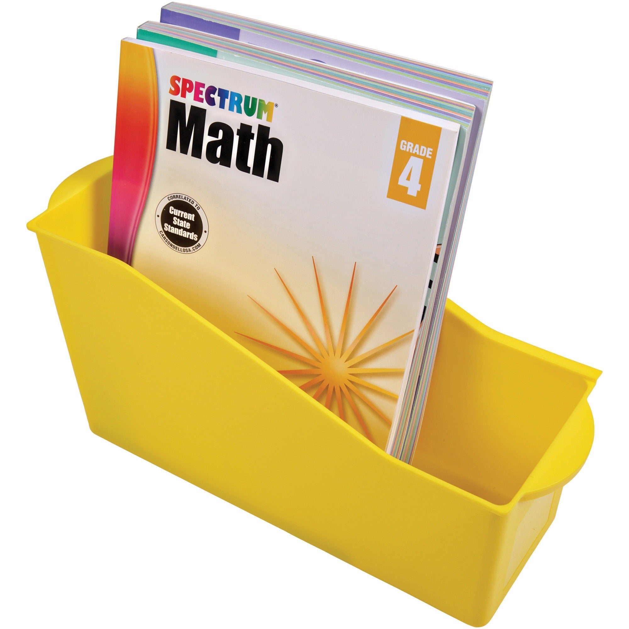 deflecto-antimicrobial-kids-book-bin-74-height-x-142-width-x-53-depth-antimicrobial-lightweight-portable-mold-resistant-mildew-resistant-stackable-handle-yellow-polypropylene-1-each_def39508yel - 1