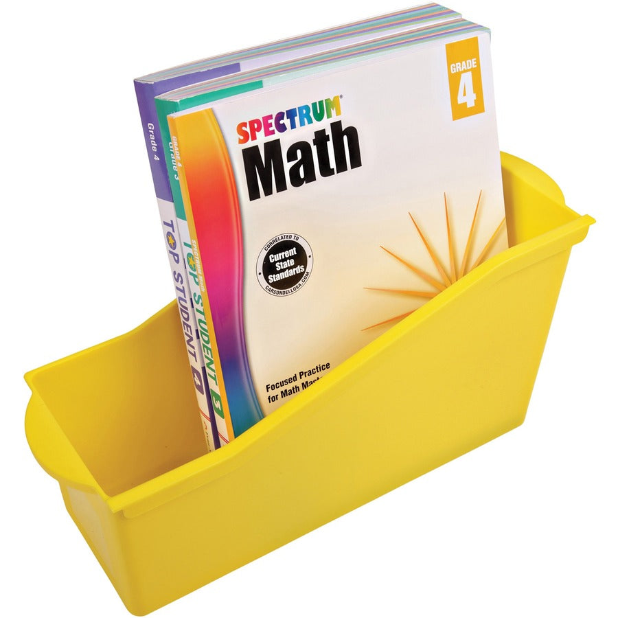 Deflecto Antimicrobial Kids Book Bin - 7.4" Height x 14.2" Width x 5.3" Depth - Antimicrobial, Lightweight, Portable, Mold Resistant, Mildew Resistant, Stackable, Handle - Yellow - Polypropylene - 1 Each