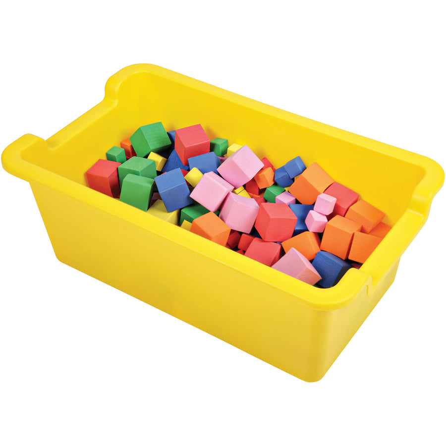 deflecto-antimicrobial-rectangular-storage-bin-51-height-x-132-width-x-81-depth-antimicrobial-lightweight-mold-resistant-mildew-resistant-handle-portable-stackable-yellow-polypropylene-1-each_def39510yel - 2