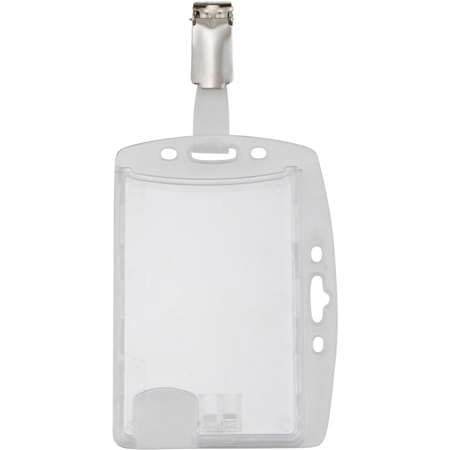 Advantus Plastic ID Card Holders - Horizontal/Vertical - Plastic - 25 / Pack - Clear - Rotating Clip