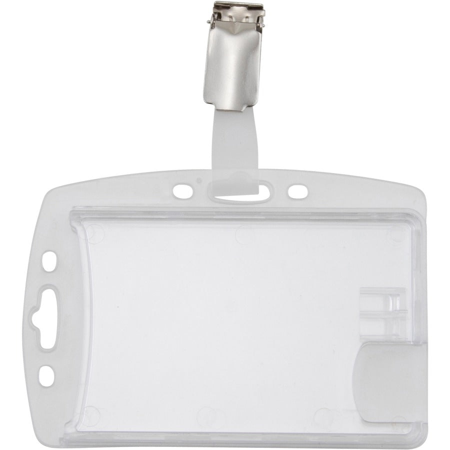 Advantus Plastic ID Card Holders - Horizontal/Vertical - Plastic - 25 / Pack - Clear - Rotating Clip