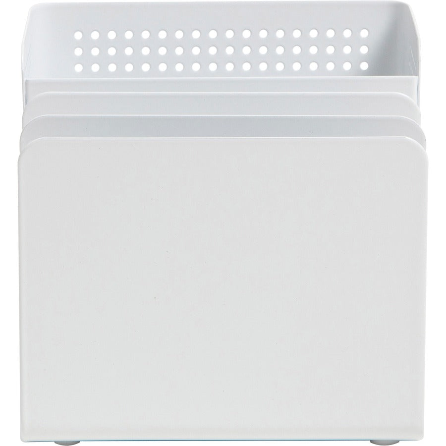 U Brands Perforated Sorter Cup - Durable - White - Metal - 1 Each