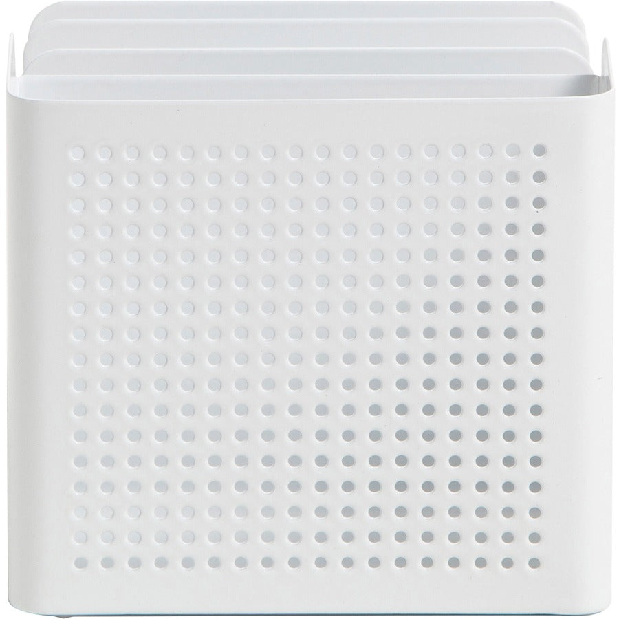 U Brands Perforated Sorter Cup - Durable - White - Metal - 1 Each