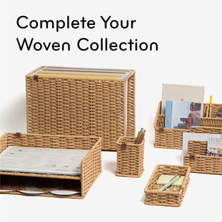 U Brands Woven All-In-One Desk Organizer - 3 Compartment(s) - Sturdy - Brown - 1 Each