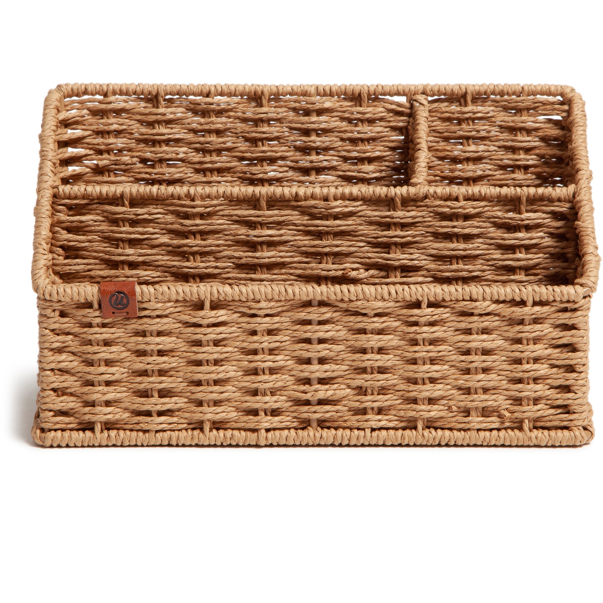 u-brands-woven-all-in-one-desk-organizer-3-compartments-sturdy-brown-1-each_ubr6086u0104 - 2