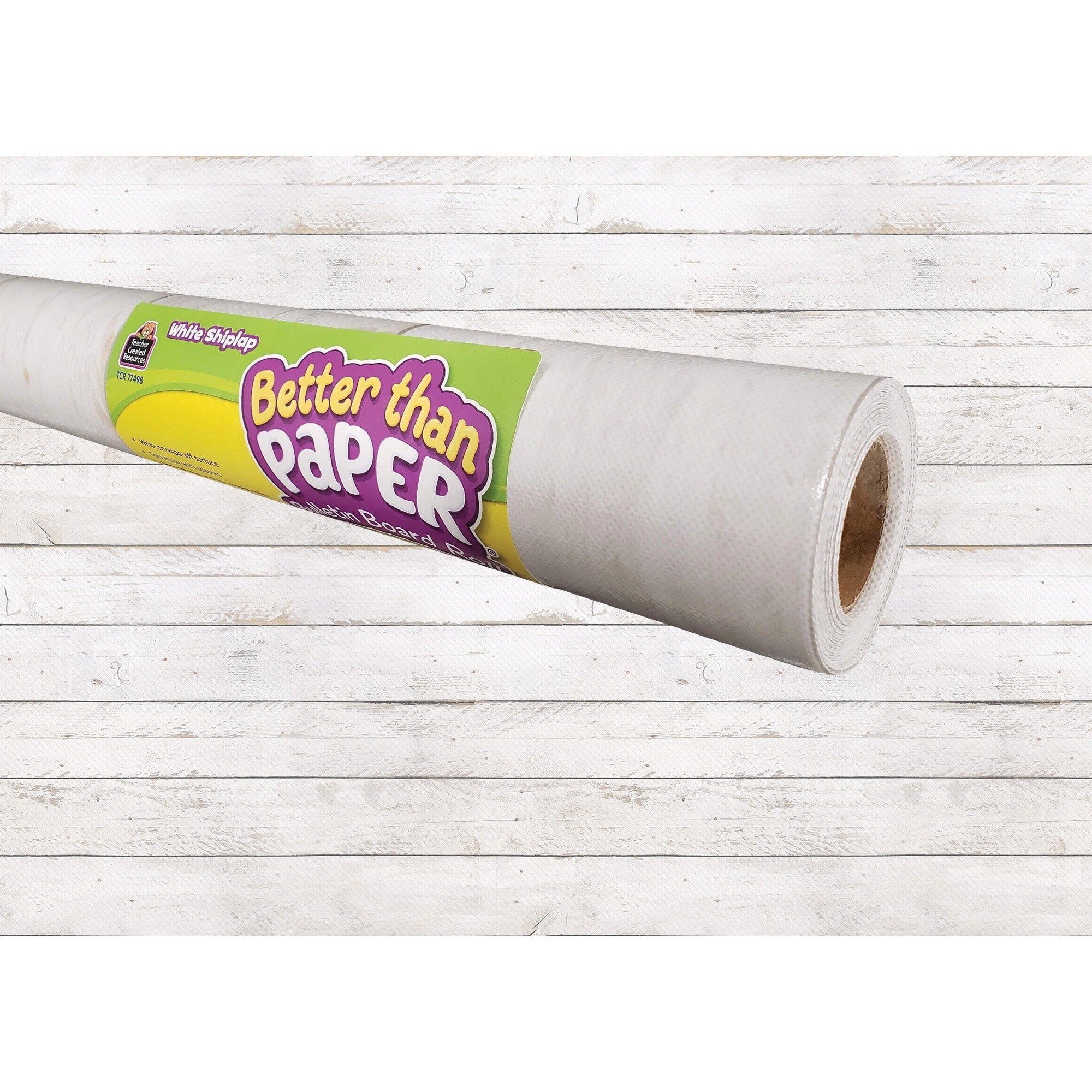 Teacher Created Resources Bulletin Board Roll - Bulletin Board, Poster, Student - 12 ftHeight x 48"Width - 1 Roll - White Shiplap - Fabric