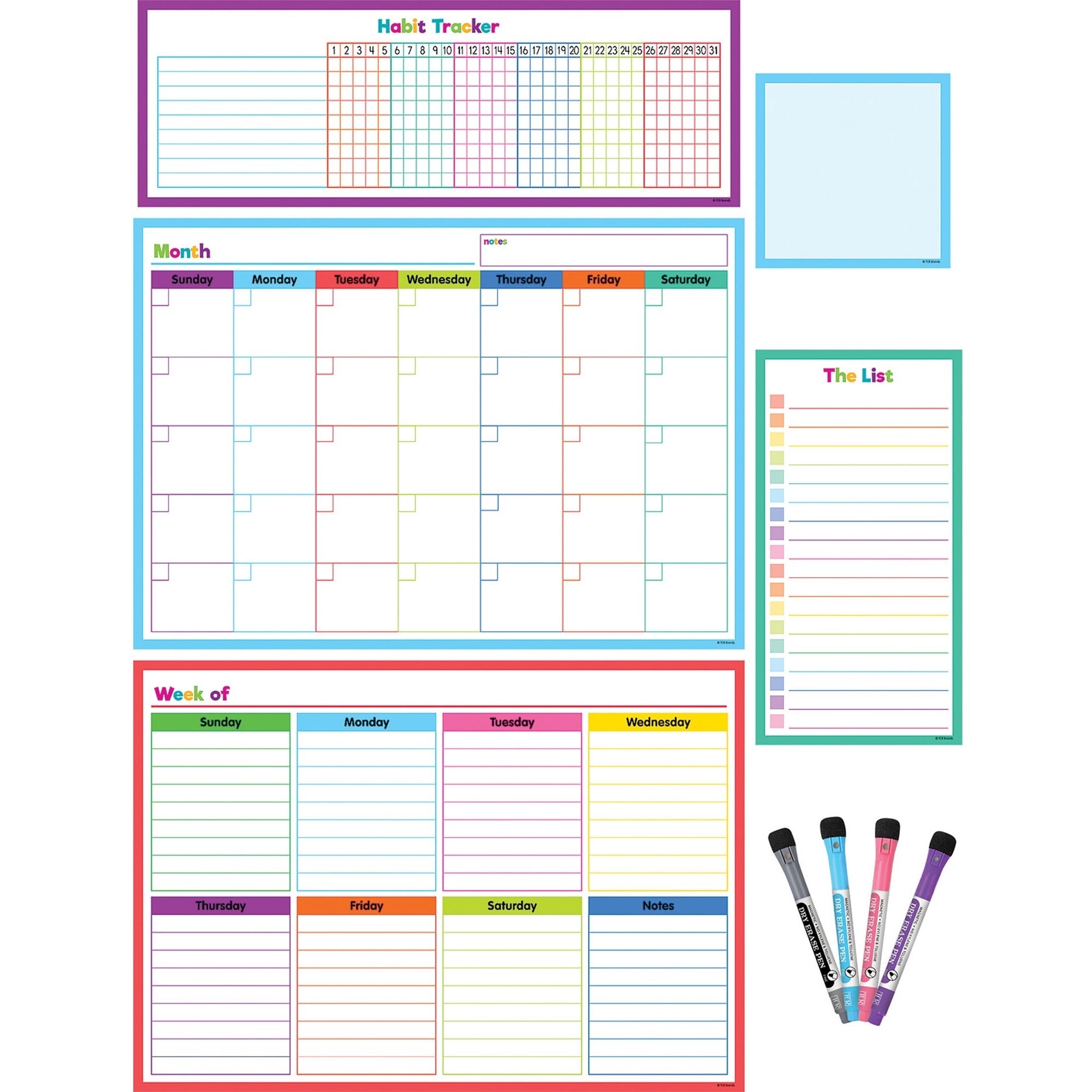 teacher-created-resources-dry-erase-task-calendar-set-assorted-1-pack_tcr77405 - 1