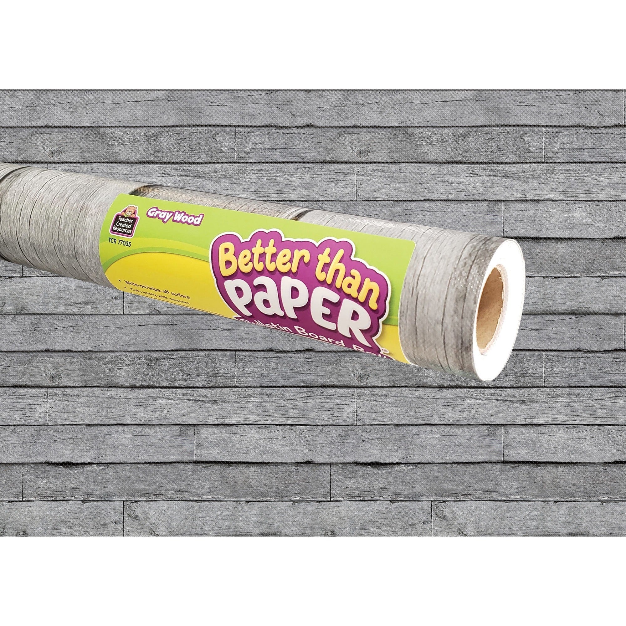 Teacher Created Resources Bulletin Board Roll - Bulletin Board, Poster, Student - 12 ftHeight x 48"Width - 1 Roll - Gray Wood - Fabric