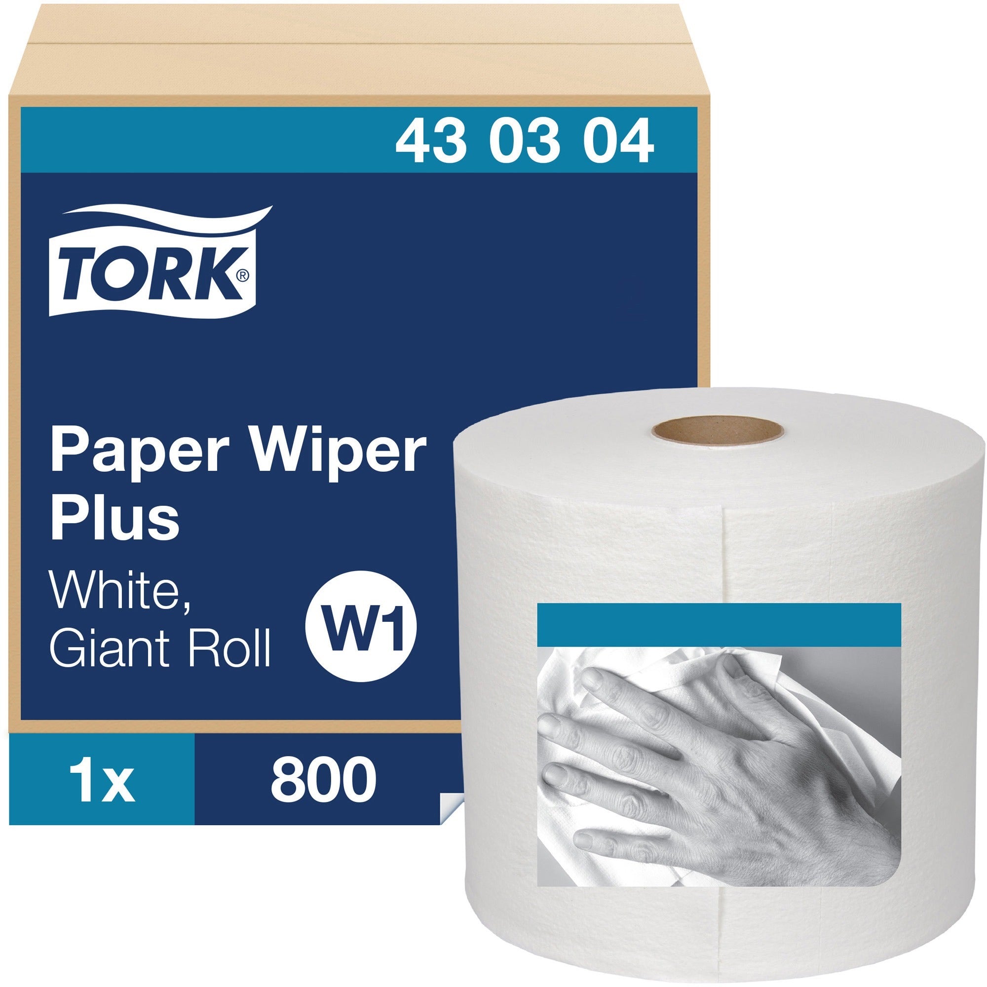 tork-paper-wiper-plus-1-ply-800-sheets-roll-1225-roll-diameter-3-core-white-strong-absorbent-easy-tear-durable-reusable-textured-lint-free-streak-free-for-multipurpose-1-carton_trk430304 - 1