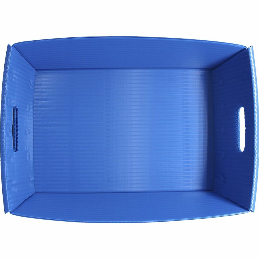 Flipside Plastic Welded Letter Trays - 4.5" Height x 18" Width x 12" Depth - Welded, Handle, Compact, Stackable, Storage Space, Durable - Blue - Plastic - 2 / Pack