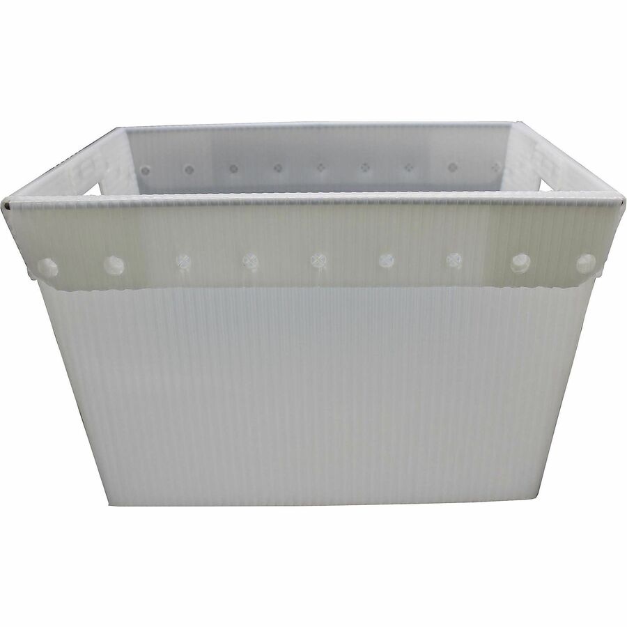 Flipside Translucent Plastic Storage Postal Tote - External Dimensions: 13.3" Width x 11.6" Depth x 18.3" Height - Lid Closure - Plastic - Translucent - For Storage, Moving - 2 / Pack