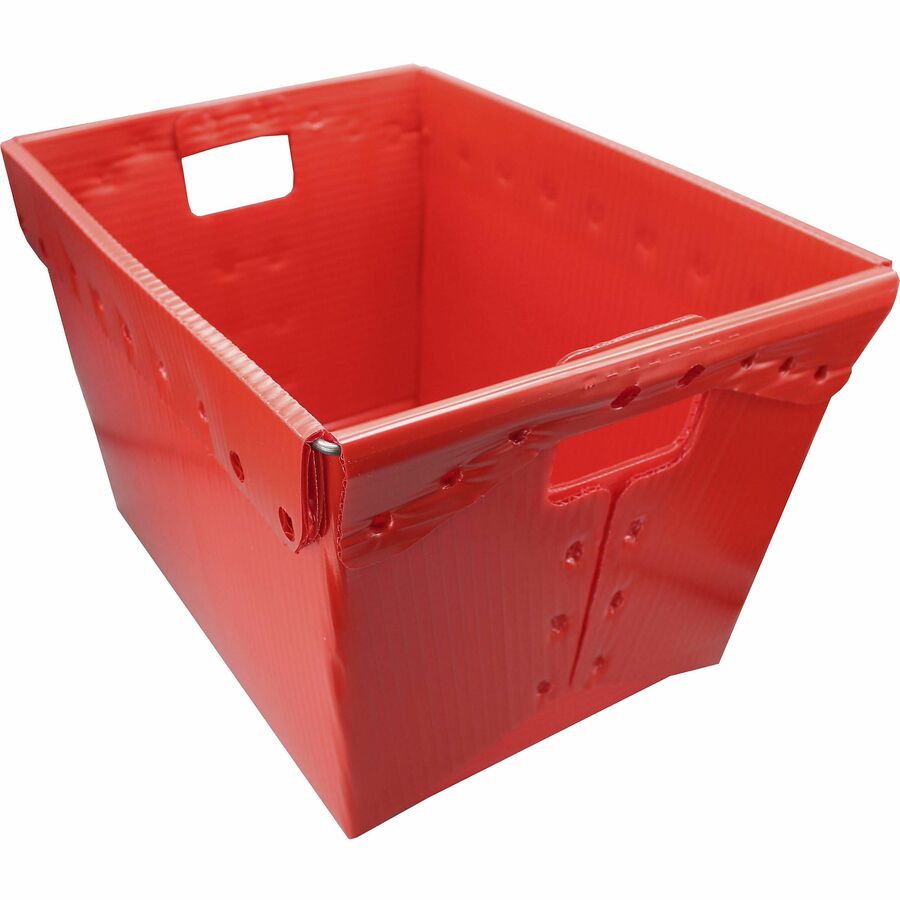 Flipside Primary Assorted Plastic Storage Postal Tote - 4 Pack - x 13.3" Width x 11.6" Depth x 18.3" Height - 11 gal - Lid Closure - Rugged - Plastic - Assorted - For Moving, Storage - 4 / Pack