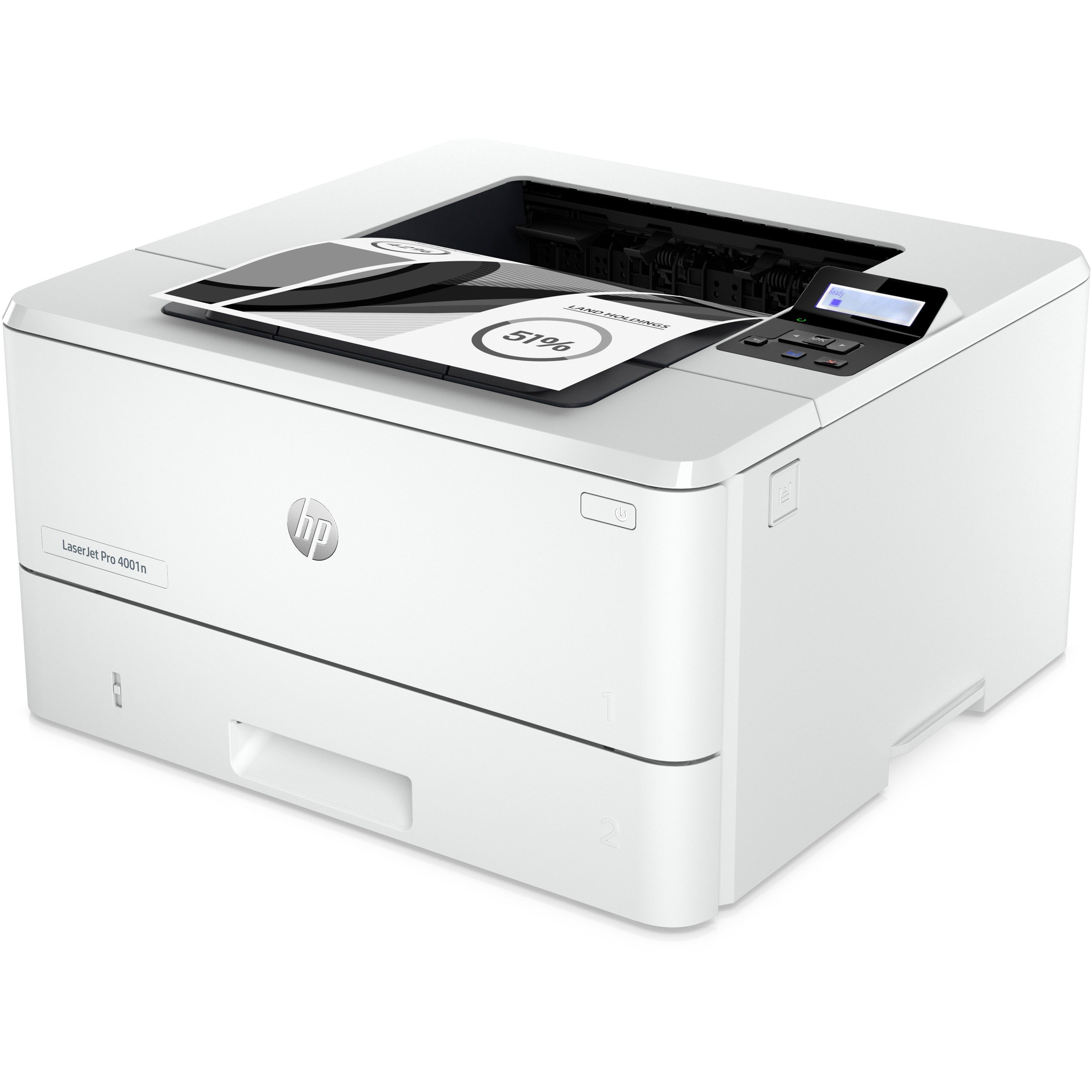 HP LaserJet Pro 4001 4001n Desktop Laser Printer - Monochrome - 63 ppm Mono - 4800 x 600 dpi Print - Manual Duplex Print - 350 Sheets Input - Ethernet - HP Smart App, Apple AirPrint, Mopria - 80000 Pages Duty Cycle - Plain Paper Print - Gigabit Ether