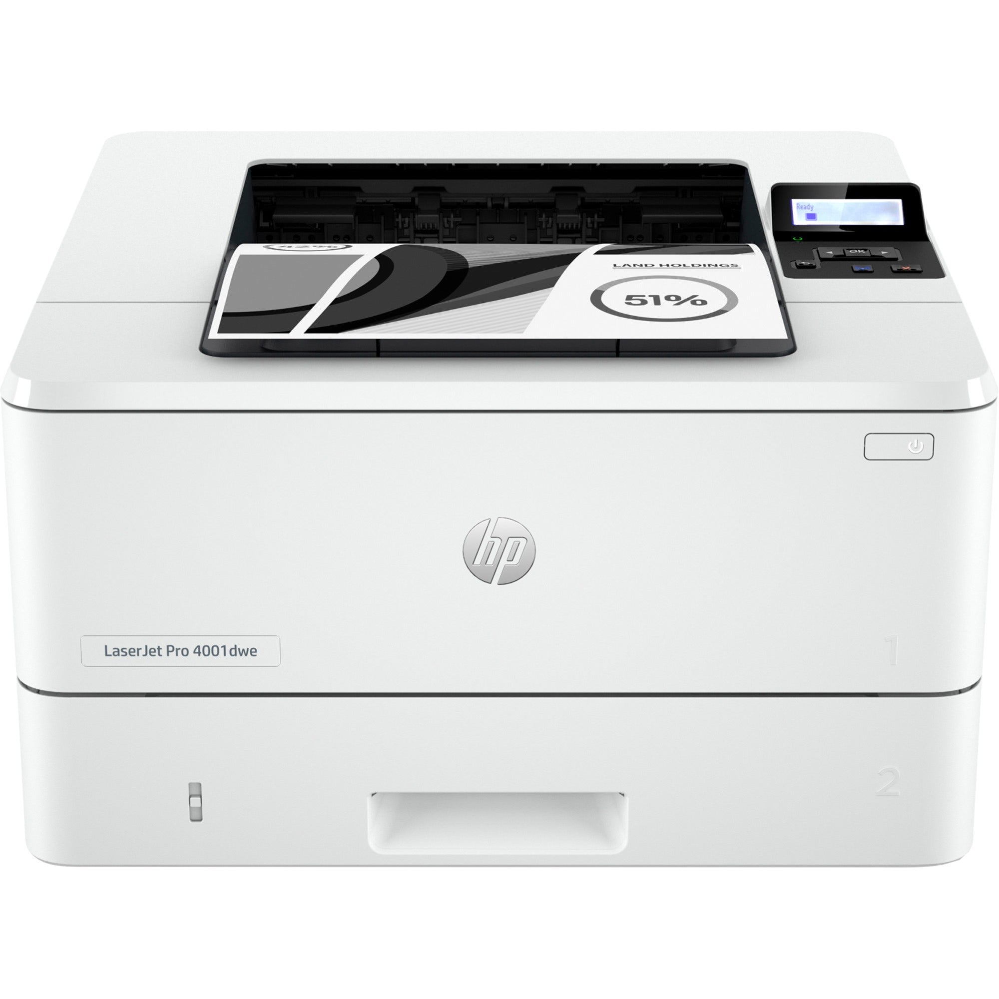 HP LaserJet Pro 4001dwe Desktop Wireless Laser Printer - Monochrome - 42 ppm Mono - 4800 x 600 dpi Print - Automatic Duplex Print - 350 Sheets Input - Ethernet - Wireless LAN - Apple AirPrint, HP Smart App, Mopria, Wi-Fi Direct - 80000 Pages Duty Cyc