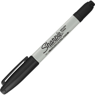 Sharpie Brush Twin Permanent Markers - Ultra Fine Marker Point - Brush Marker Point Style - Black - 2 / Pack