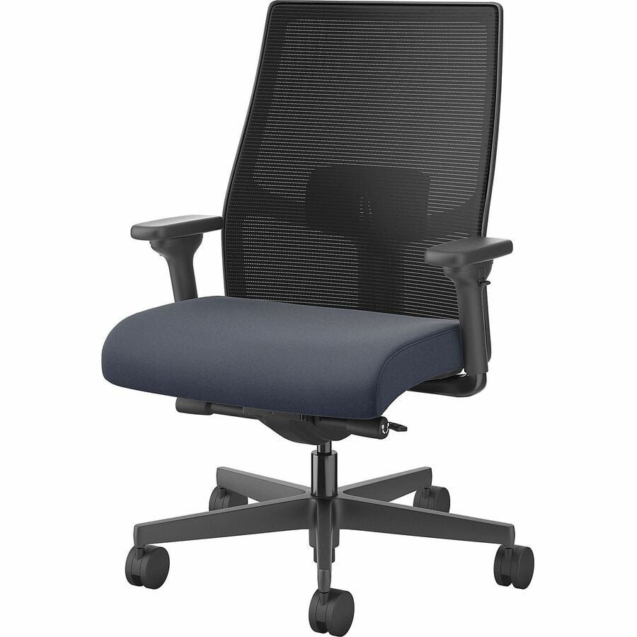 HON Ignition 2.0 Mid-back Big & Tall Task Chair - Navy Foam Seat - Black Back - Black Frame - Mid Back - 5-star Base - Armrest - 1 Each