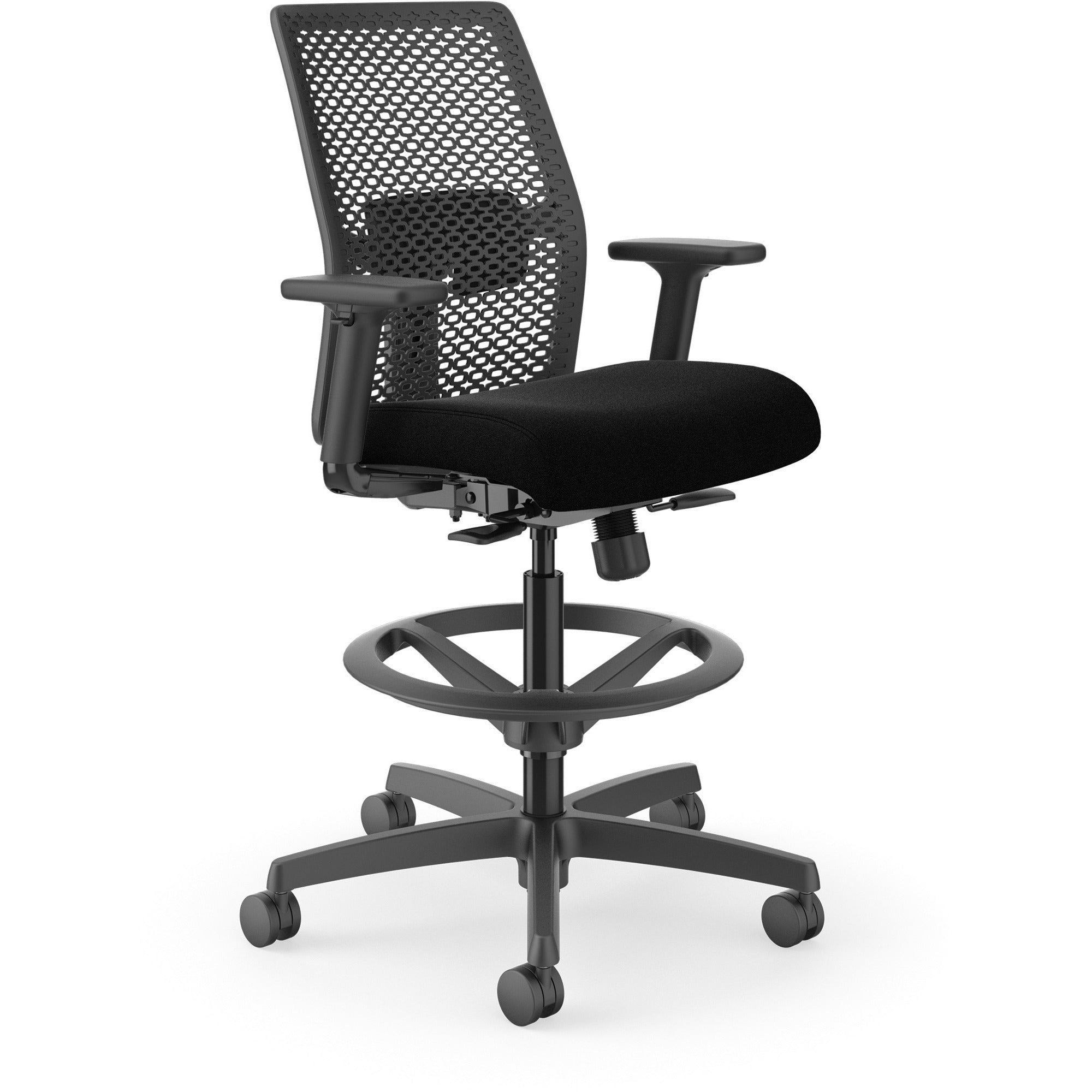 hon-ignition-reactiv-low-back-task-stool-black-foam-seat-black-frame-low-back-5-star-base-armrest-1-each_honi1ra1a0c10at - 1