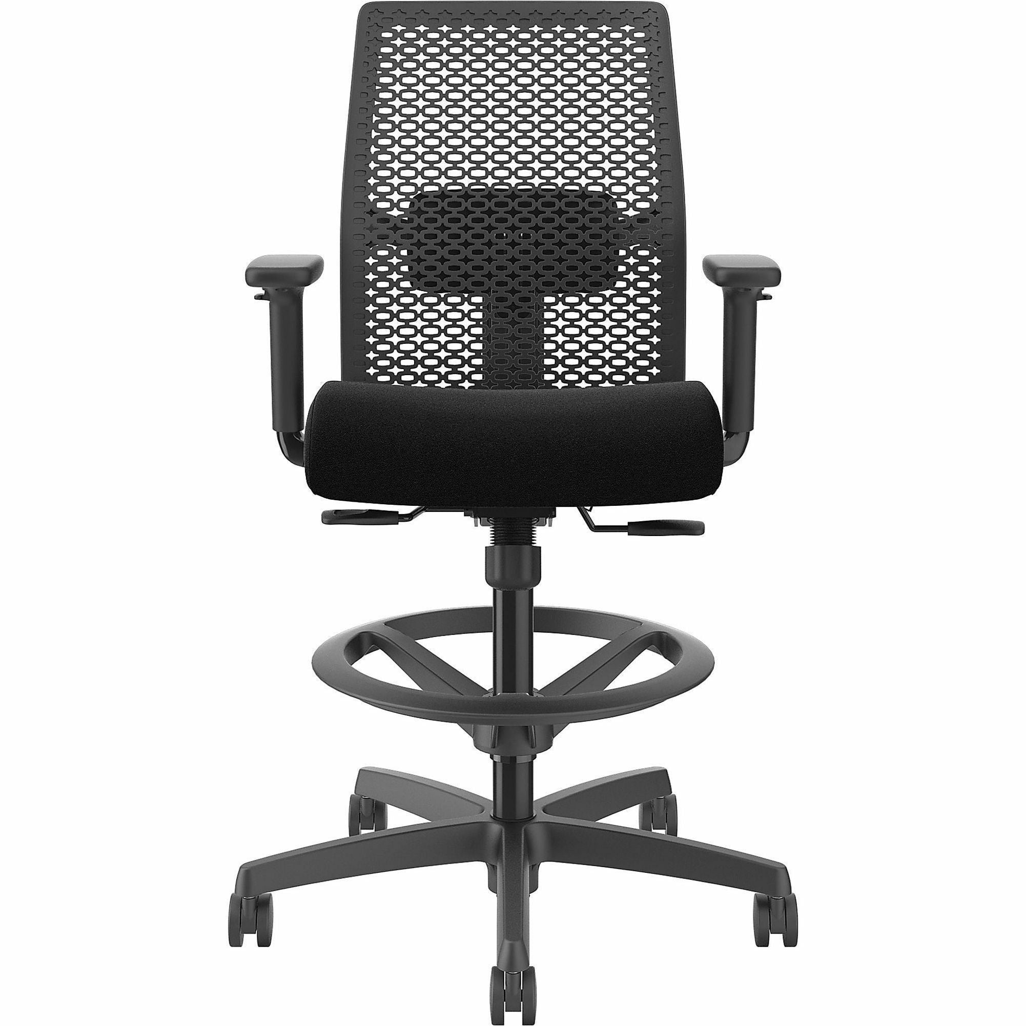 hon-ignition-reactiv-low-back-task-stool-black-foam-seat-black-frame-low-back-5-star-base-armrest-1-each_honi1ra1a0c10at - 2