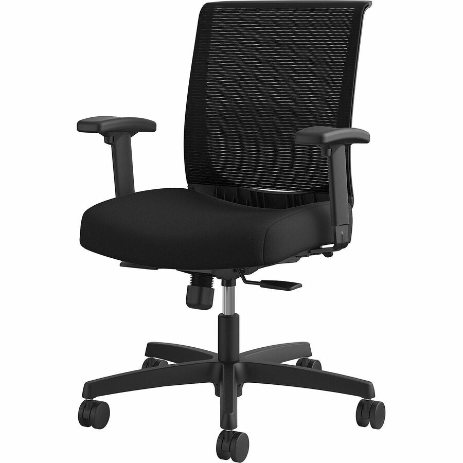 Convergence Mid-Back Task Chair, Swivel-Tilt, Up to 275lb, 16.5" to 21" Seat Ht, Black Seat/Back/Frame,Ships in 7-10 Bus Days