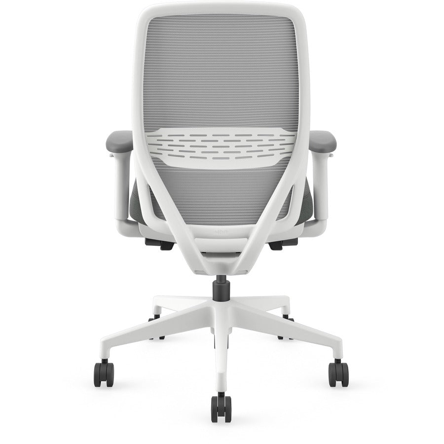 HON Nucleus Recharge Task Chair - Iron Ore Fabric Seat - Fog Back - Designer White Frame - Armrest - 1 Each