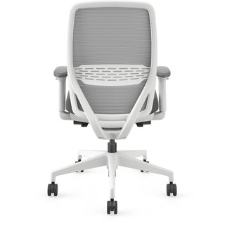 HON Nucleus Recharge Task Chair - Iron Ore Fabric Seat - Fog Back - Designer White Frame - Armrest - 1 Each