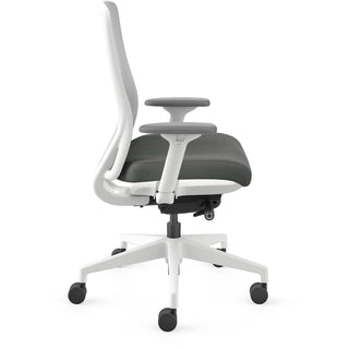 HON Nucleus Recharge Task Chair - Iron Ore Fabric Seat - Fog Back - Designer White Frame - Armrest - 1 Each