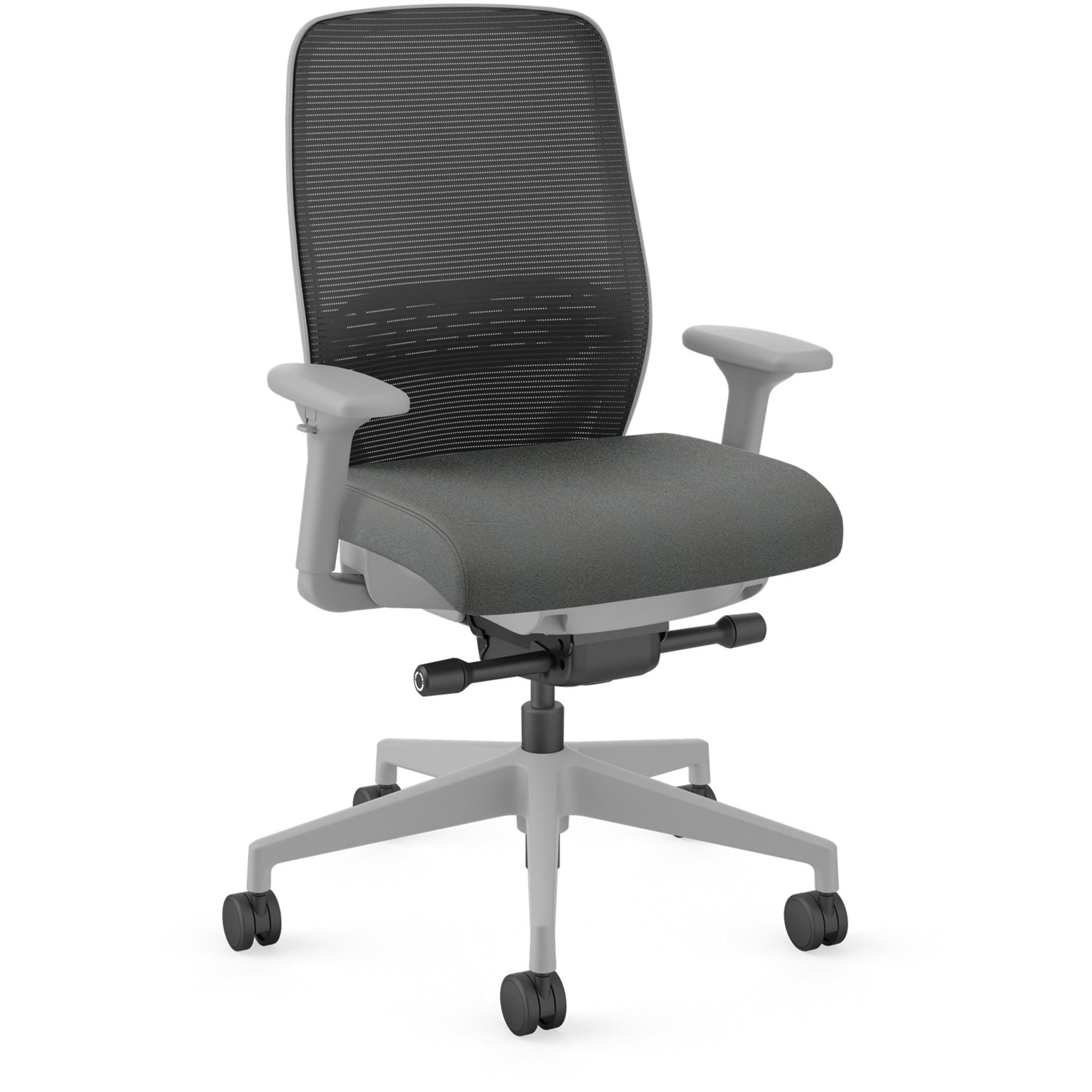 hon-nucleus-task-chair-kd-black-fabric-seat-black-back-titanium-frame-armrest-1-each_honnr12samc19bi - 1