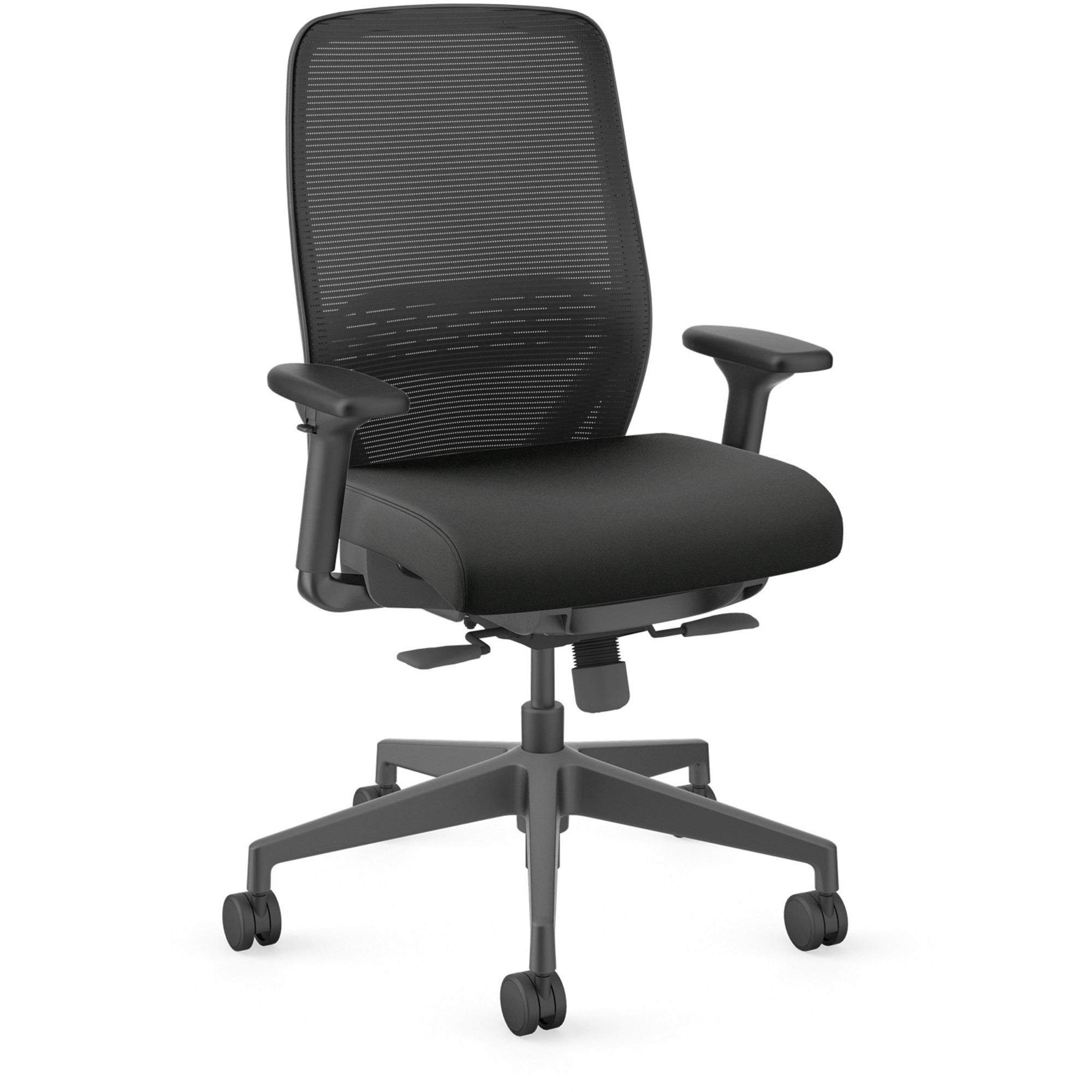hon-nucleus-task-chair-kd-black-fabric-seat-black-back-armrest-1-each_honnr11samu10bt - 1