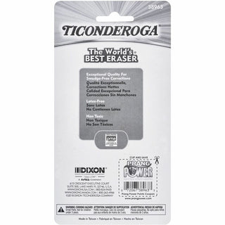Ticonderoga Pencil-Shaped Erasers - Neon Assorted - Assorted - Pencil - 3 Each - Latex-free, Non-toxic, Smudge-free