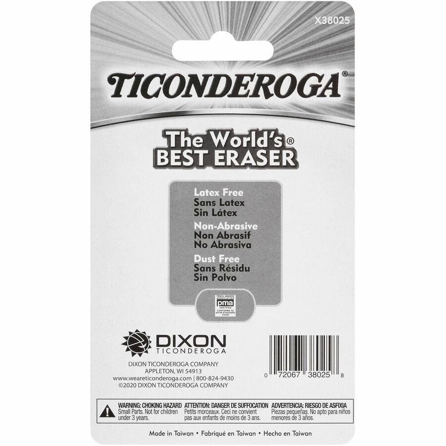 Ticonderoga Pencil Cap Erasers - White - Wedge - Vinyl - 25 / Pack - Latex-free, Non-toxic, Smudge-free