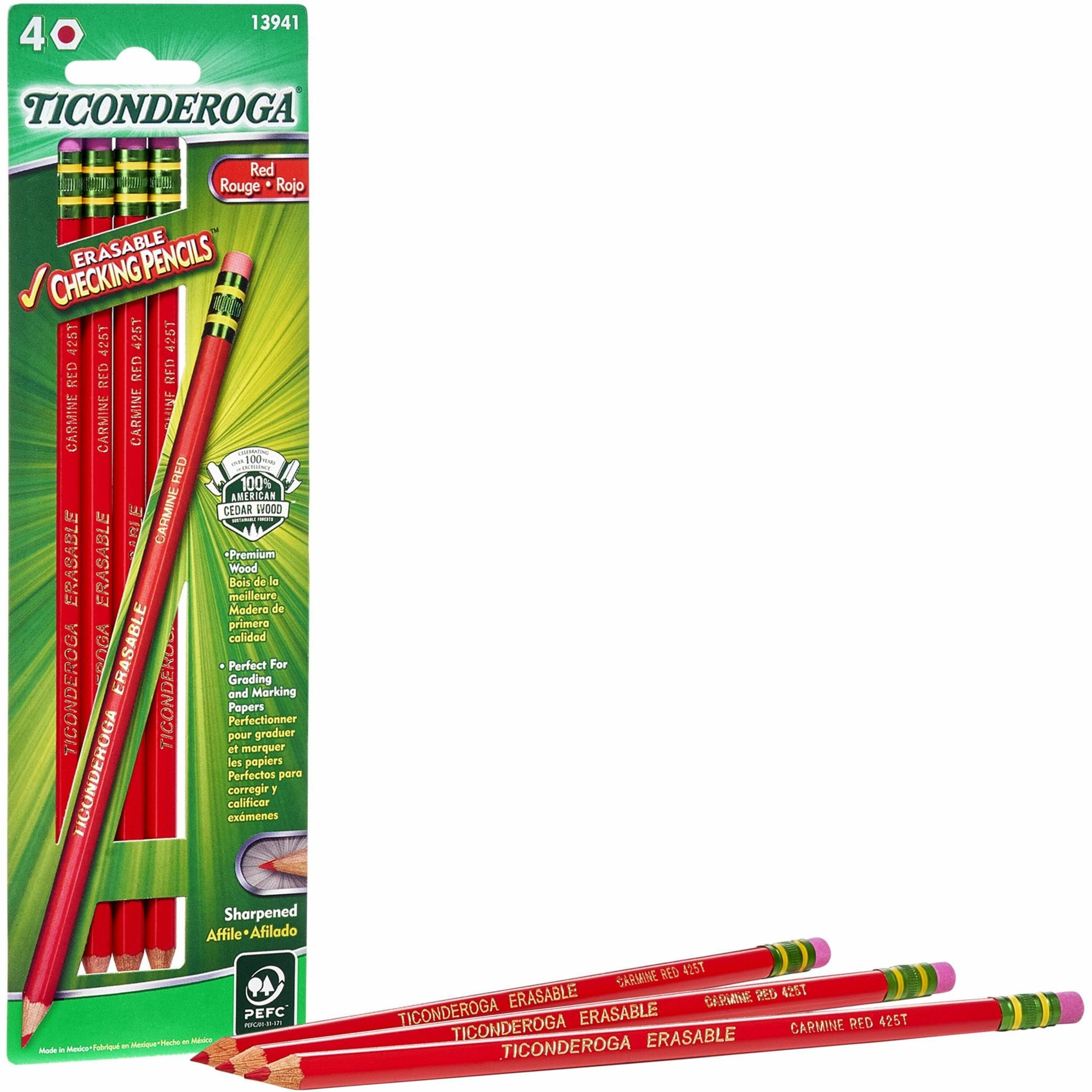 ticonderoga-erasable-pre-sharpened-checking-pencils-red-lead-red-barrel-4-box_dixx13941 - 1