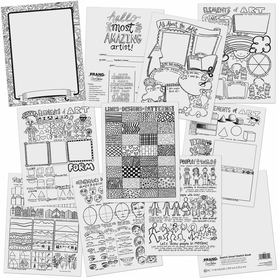 Prang Sketch Smart Sketch Book - 40 Sheets - Letter - 8 1/2" x 11" - White Paper - Acid-free Paper, Heavyweight Sheet - 1 Each - 5