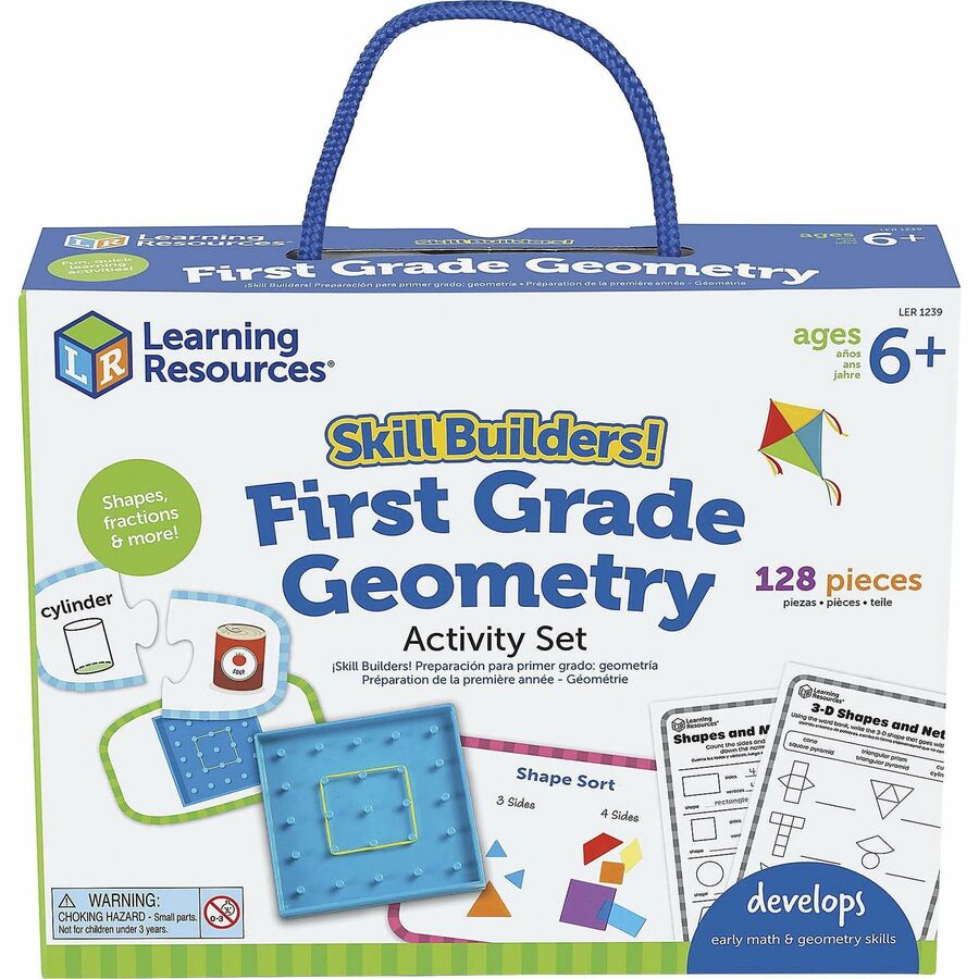 learning-resources-skill-builders!-first-grade-geometry-activity-set-theme-subject-fun-skill-learning-geometry-shape-fraction-128-pieces-6-10-year-1-each_lrnler1239 - 3