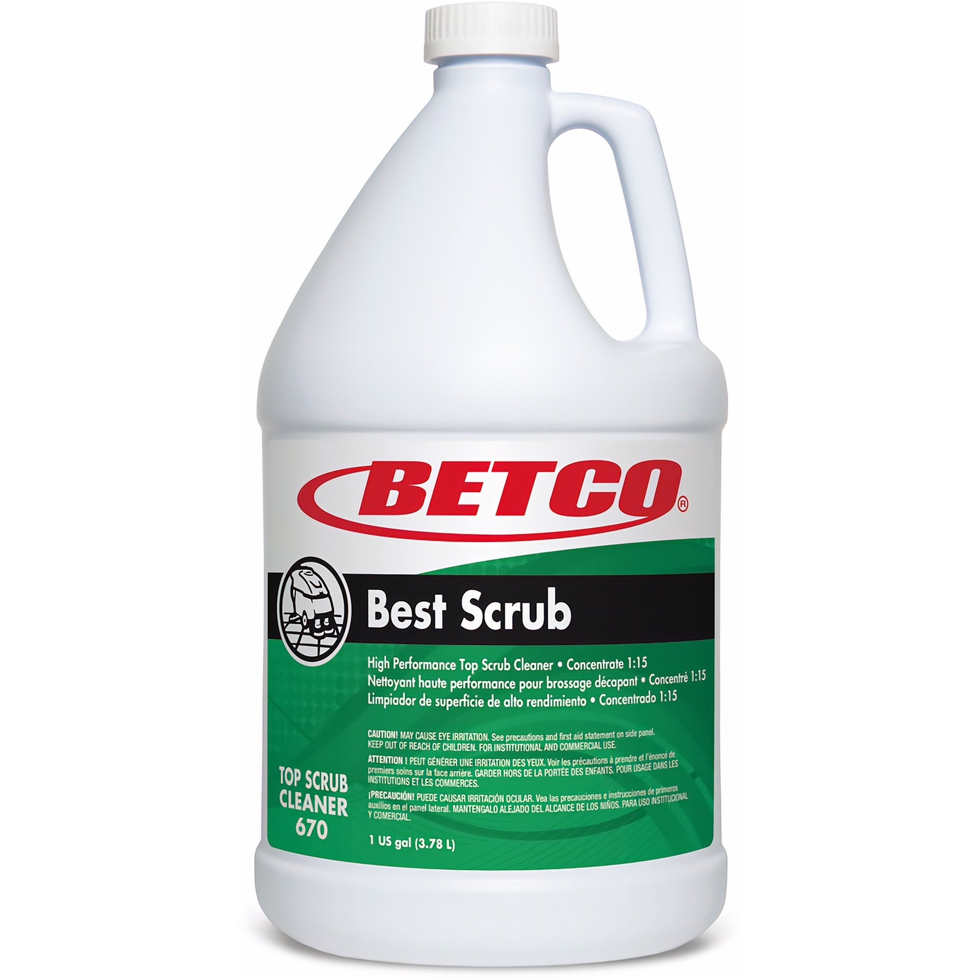 Betco Best Scrub Floor Cleaner - 128 fl oz (4 quart) - 4 / Carton - Residue-free, Pleasant Scent, Odor-free, Low Foaming, Water Soluble - Green