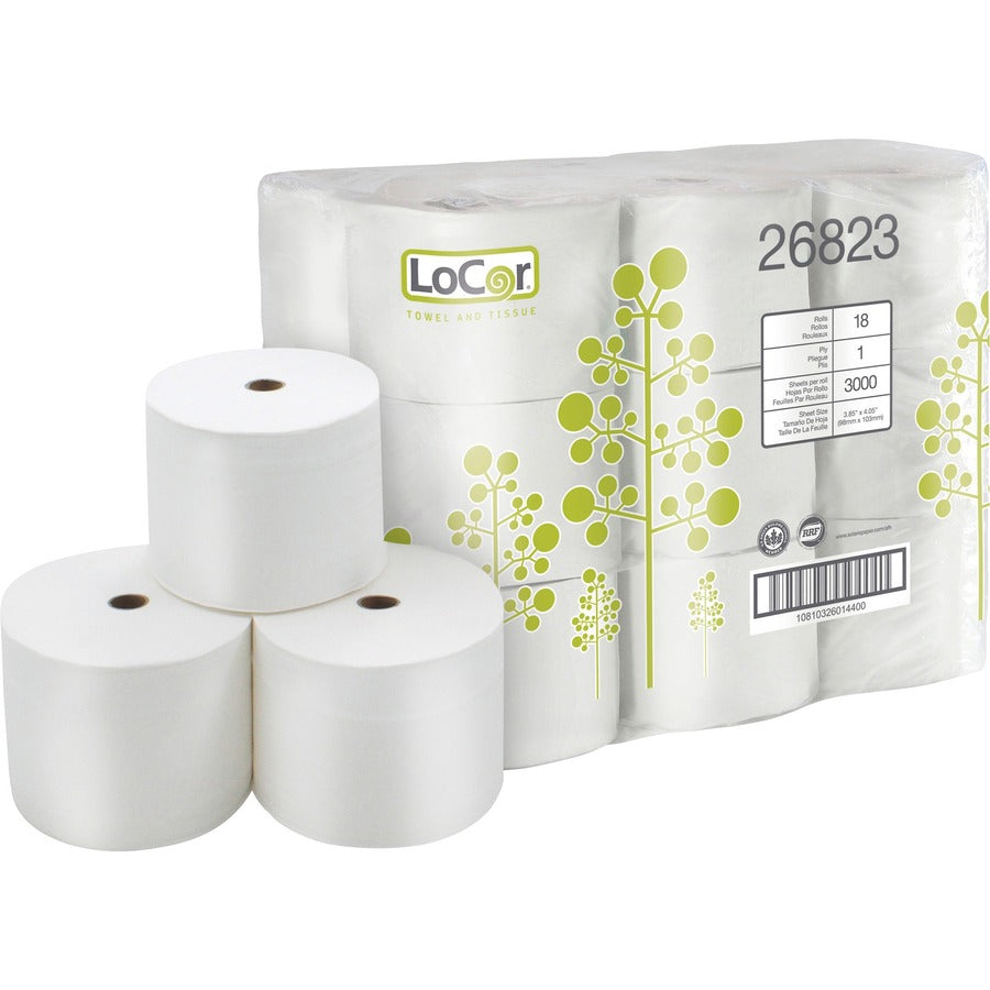 locor-high-capacity-bath-tissue-1-ply-385-x-405-3000-sheets-roll-white-single-ply-embossed-for-bathroom-home-residential-18-rolls-per-container-6-box_sol26823 - 2
