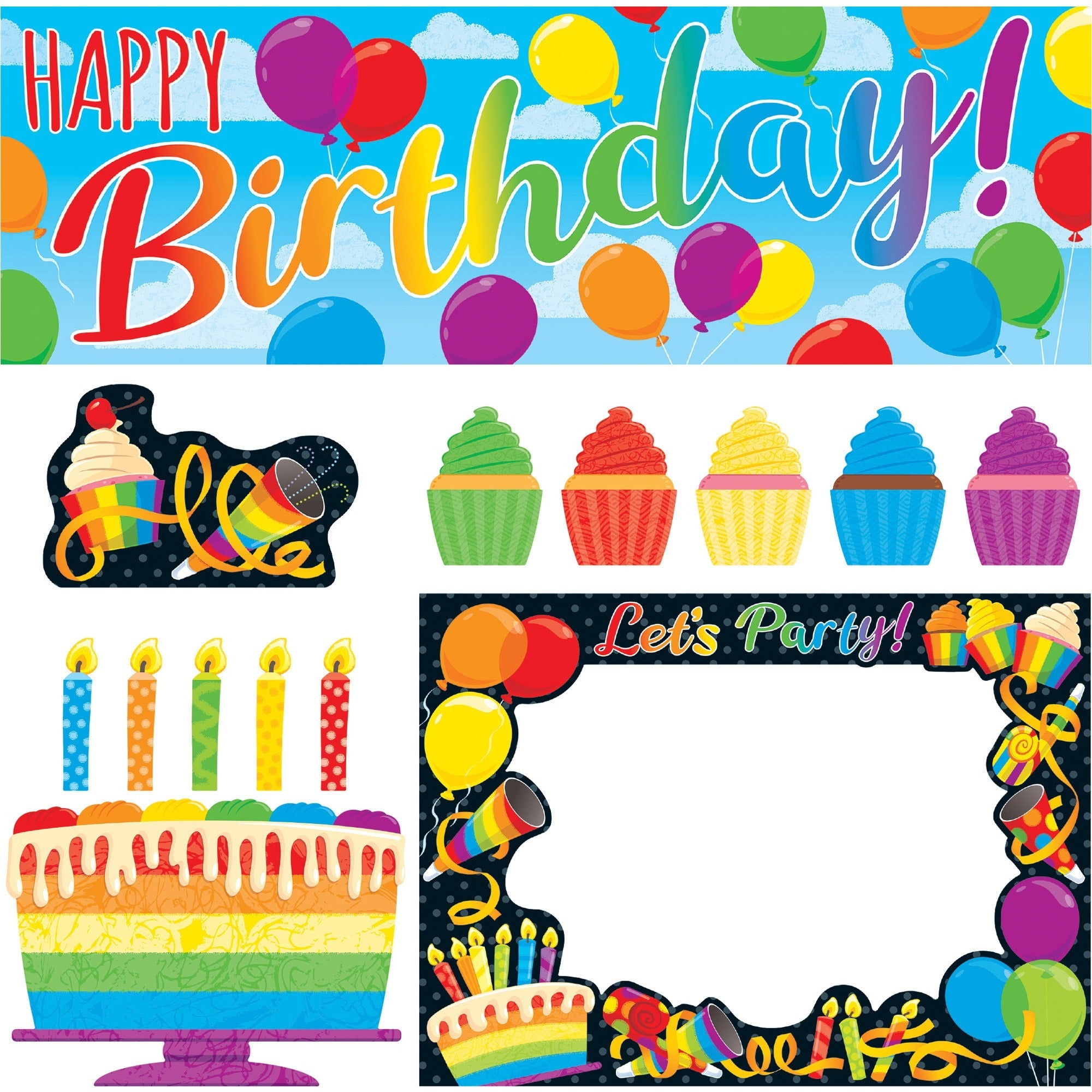 trend-rainbow-birthday-wipe-off-learning-set-dry-erase-surface-durable-reusable-1-each_tept19002 - 1