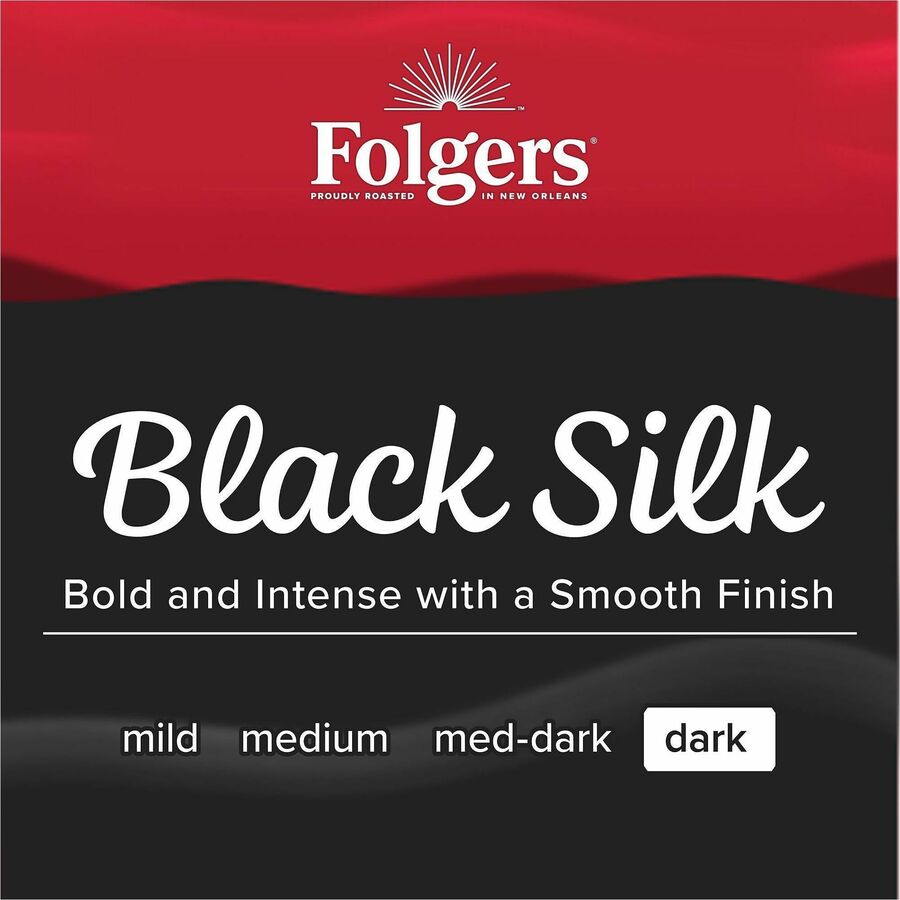 Folgers Ground Black Silk Coffee - Dark - 22.6 oz - 6 / Carton