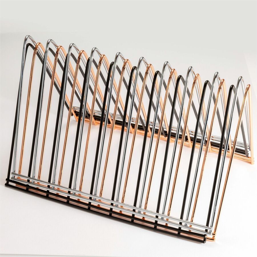 Officemate Triangle Wire Sorter - 7" Height x 7" Width x 11" DepthDesktop - Sturdy - Black - Steel Wire - 1 Each