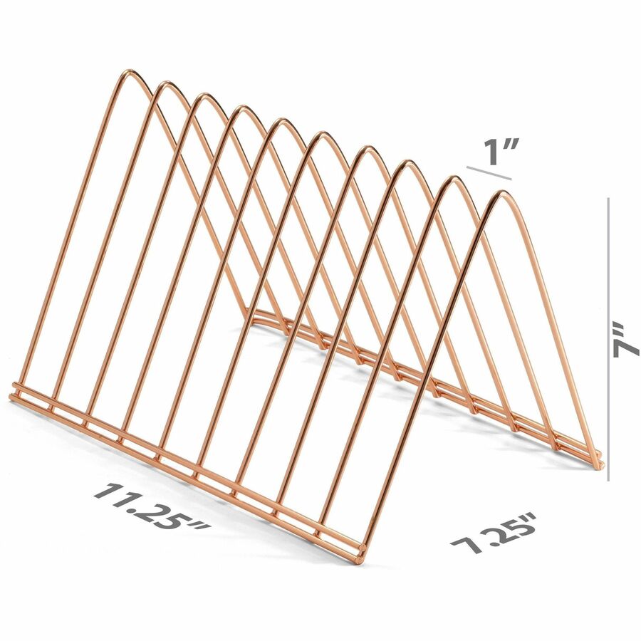 Officemate Triangle Wire Sorter - 7" Height x 7" Width x 11" DepthDesktop - Sturdy - Rose Gold - Steel Wire - 1 Each