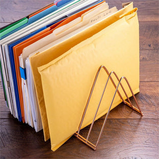 Officemate Triangle Wire Sorter - 7" Height x 7" Width x 11" DepthDesktop - Sturdy - Rose Gold - Steel Wire - 1 Each