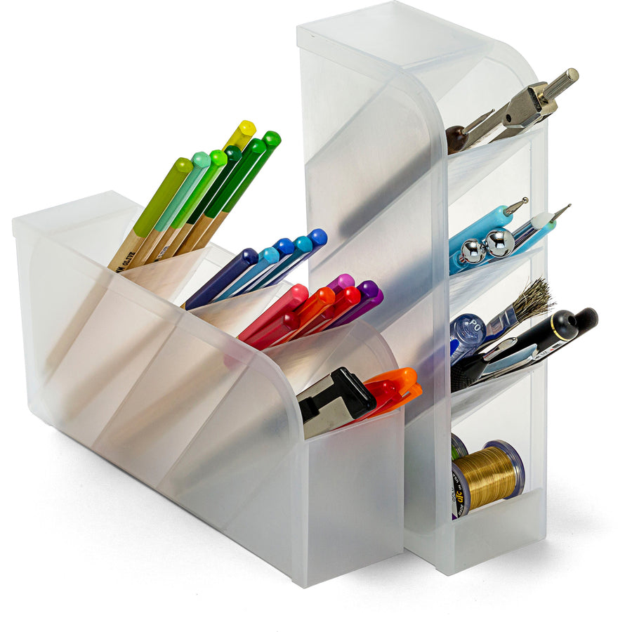 officemate-pen-holder-desk-organizer-8-compartments-horizontal-vertical-8-height-x-4-width-x-37-depthdesktop-durable-pen-holder-translucent-white-plastic-1-pack_oic21542 - 2