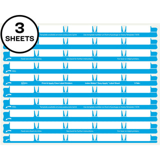 Avery 5 Tab Easy Print & Apply Clear Label Sheet Refills (11225) - Inkjet, Laser - Clear - 30 / Sheet - 3 Total Sheets - 30 / Pack