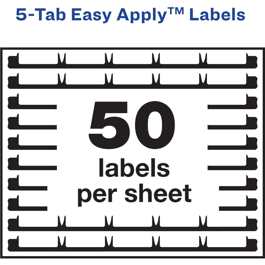 Avery 5 Tab Easy Print & Apply Clear Label Sheet Refills (11225) - Inkjet, Laser - Clear - 30 / Sheet - 3 Total Sheets - 30 / Pack