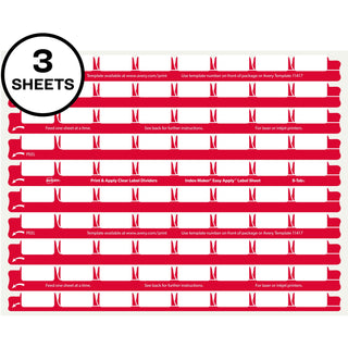 Avery 8 Tab Easy Print & Apply Clear Label Sheet Refills (11226) - Inkjet, Laser - Clear - Plastic - 3 Total Sheets - 30 / Pack